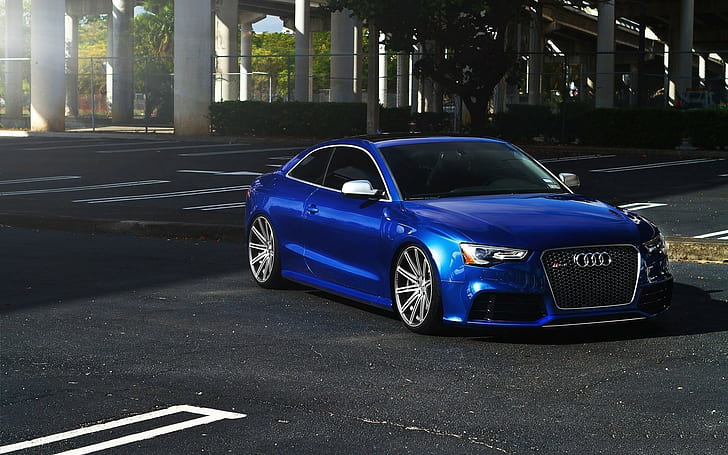 Audi, blue cars, Audi RS5, car, urban, vehicle, HD wallpaper