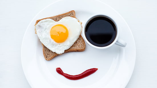 яйца, тосты, кофе, еда, завтрак, HD обои HD wallpaper