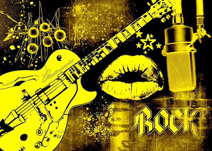 yellow and black Les Paul electric guitar wallpaper, Music, Rock, Rock (Music), HD wallpaper
