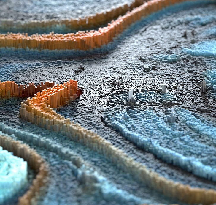 พรมพื้นที่สีน้ำตาลและสีดำนามธรรมศิลปะดิจิตอล 3D Lee Griggs, วอลล์เปเปอร์ HD