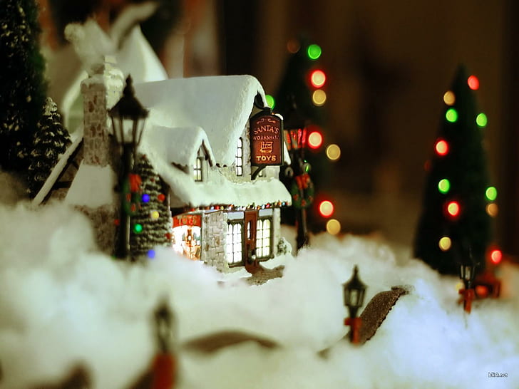 새해, 크리스마스, 장식, 집, 눈, 늑, 새해, 크리스마스, 장식, 집, 눈, 늑, HD 배경 화면