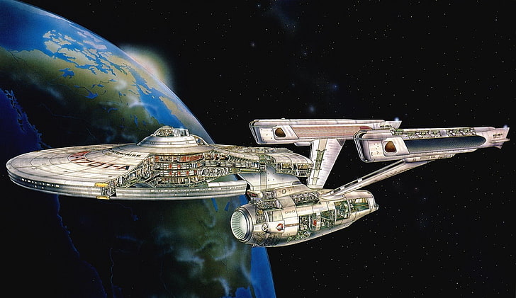 Ilustración de nave espacial, Star Trek, esquemática, nave espacial, Fondo de pantalla HD