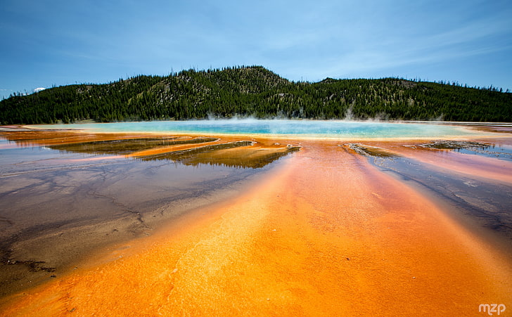 Grand Prismatic Spring, Yellowstone National..., United States, Wyoming, Travel, Colorful, Scenery, Trip, Water, Amazing, Yellowstone, Spectacular, Destination, visit, unitedstates, touristattraction, nationalpark, tourism, hotspring, GrandPrismatic, boiling, HD wallpaper