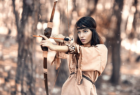 arqueiro, mulheres, tiro com arco, arco, seta, flechas, HD papel de parede HD wallpaper