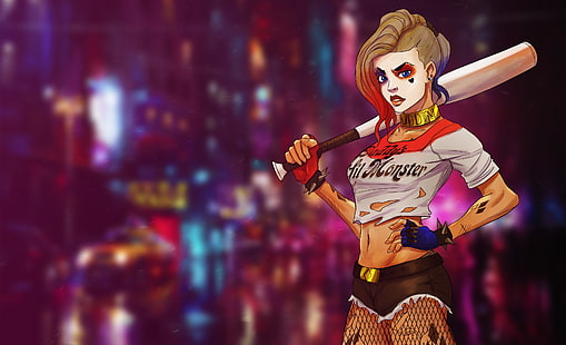Comic-Kunst, Harley Quinn, DC Comics, Baseballschläger, HD-Hintergrundbild HD wallpaper