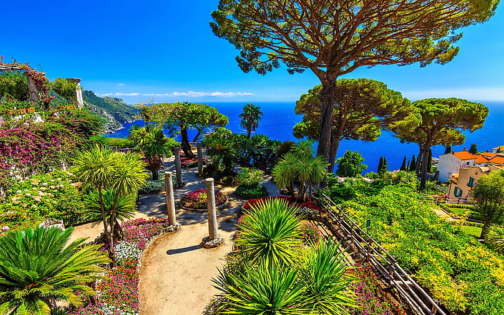 Wybrzeże Amalfi wzdłuż południowej krawędzi włoskiego półwyspu Sorrentin we Włoszech ma 50 km długości Piękna tapeta HD 3840 × 2400, Tapety HD
