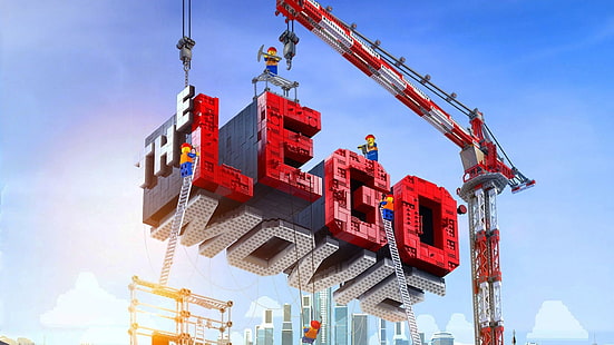LEGO, The Lego Movie, кранове (машина), анимационни филми, филми, HD тапет HD wallpaper
