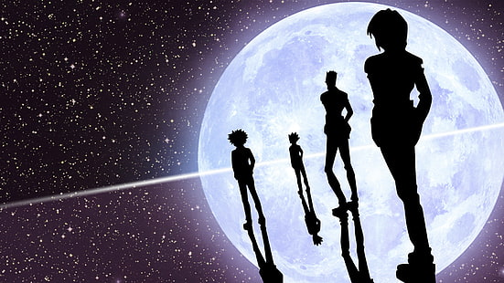 Hunter x Hunter, anime, sylwetka, gwiazdy, planeta, Tapety HD HD wallpaper