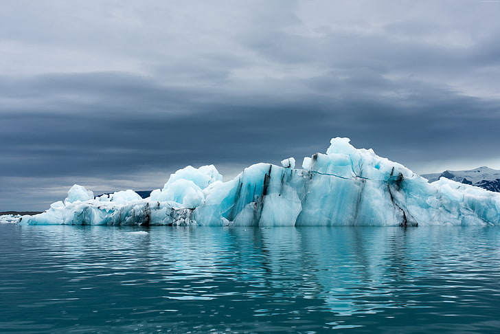 oceano, 5K, Antártica, iceberg, HD papel de parede