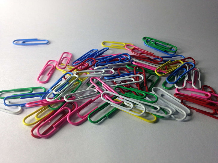 colorful, lights, paper clips, white, HD wallpaper