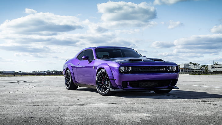 Dodge, Dodge Challenger, Mobil, Muscle Car, Purple Car, Vehicle, Wallpaper HD
