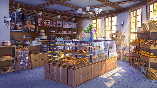  bakery, cake, flowerpot, indoors, HD wallpaper HD wallpaper
