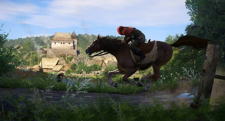 цифровое искусство, иллюстрации, видеоигры, Kingdom Come: Deliverance, лошадь, пейзаж, HD обои