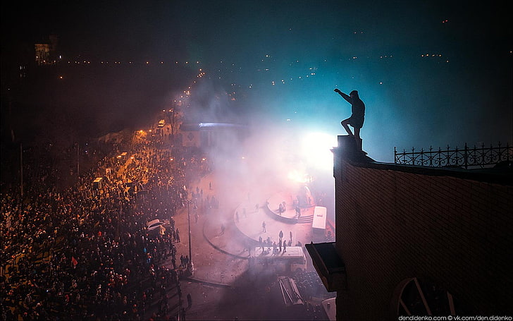 남자의 검은 티셔츠, 우크라이나, 우크라이나, Maidan, 키예프, 돔, 혁명, HD 배경 화면