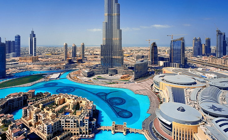 Birleşik Arap Emirlikleri gökdelenler Dubai Megapolis, Dubai, Asya, Birleşik Arap Emirlikleri hava fotoğrafçılığı, HD masaüstü duvar kağıdı