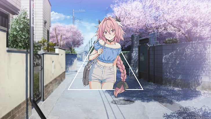anime, picture-in-picture, urban, długie włosy, Astolfo (Fate / Apocrypha), anime boys, Tapety HD
