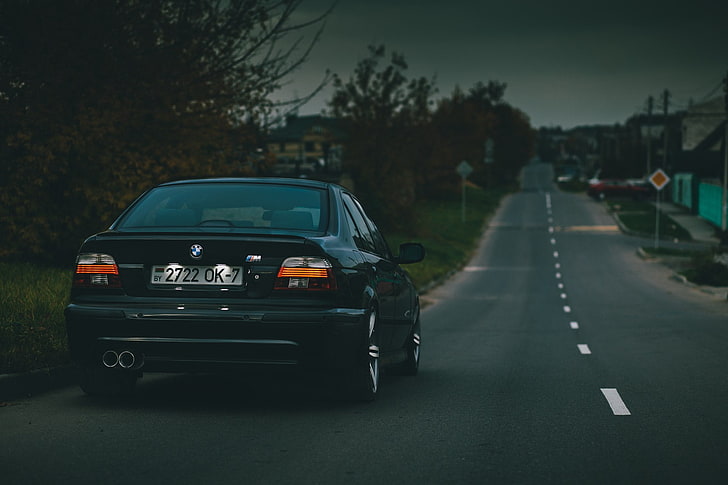 black BMW sedan, BMW, Sedan, Black, E39, HD wallpaper