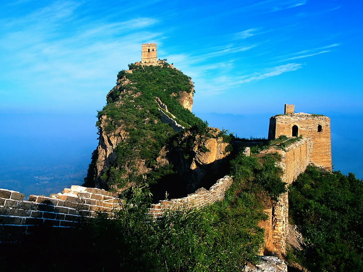 alam, Tembok Besar Tiongkok, hijau, awan, Wallpaper HD