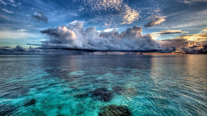 вода облака морские пейзажи 1920x1080 Природа Вода HD Арт, вода, облака, HD обои
