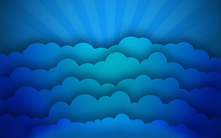 Rays beyond the clouds, blue clouds illustration, vector, 2560x1600, stripe, cloud, HD wallpaper