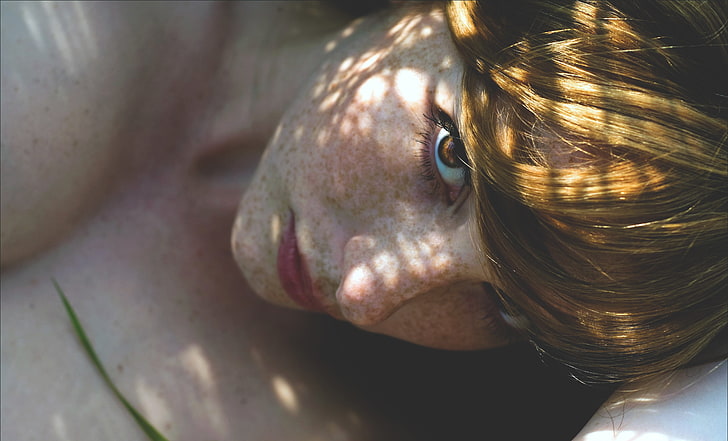 Frauen, Model, Gesicht, Sommersprossen, Rotschopf, haselnussbraune Augen, HD-Hintergrundbild