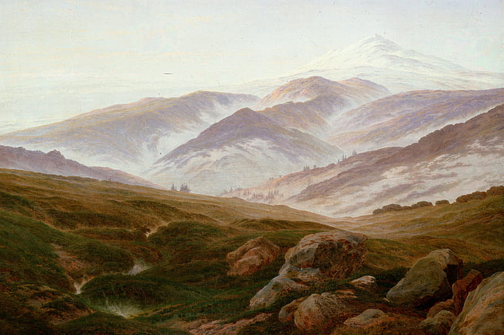 dağlar, resim, Caspar David Friedrich, Riesengebirge anıları, HD masaüstü duvar kağıdı