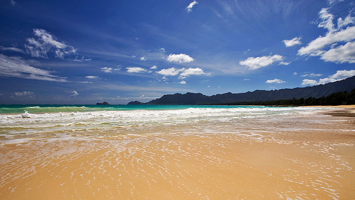 spiaggia, sabbia, paesaggio, mare, cielo, natura, Sfondo HD