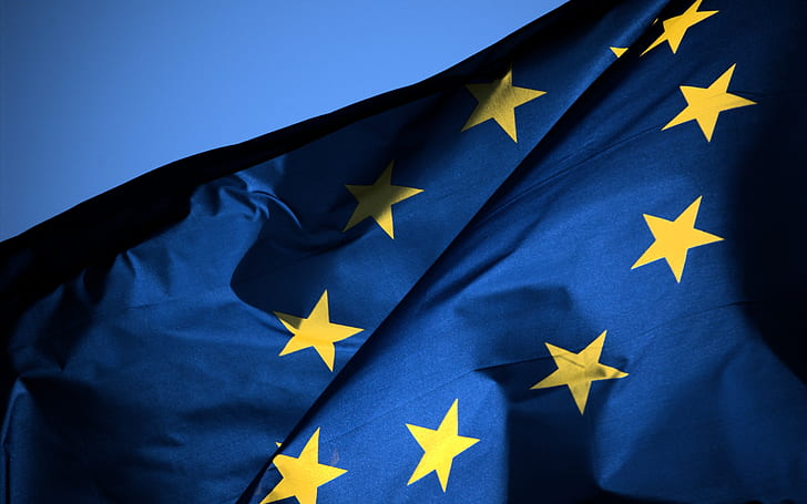 欧州連合、旗、青、 HDデスクトップの壁紙