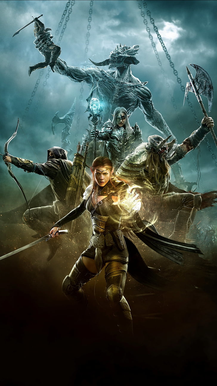 The Elder Scrolls Warriors, женщина, держащая меч цифровые обои, Игры, The Elder Scrolls, the Elder Scrolls, HD обои, телефон обои