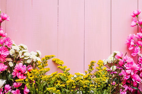 цветы, фон, розовый, деревянный, весенний, цветочный, HD обои HD wallpaper