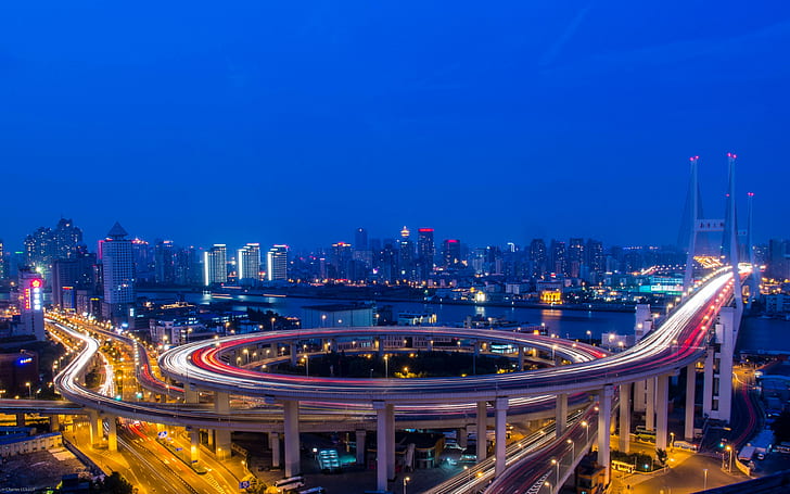 Nanpu-Brücke, Fluss Hintergründe, Huangpu, Shanghai, Download 3840x2400 Nanpu-Brücke, HD-Hintergrundbild