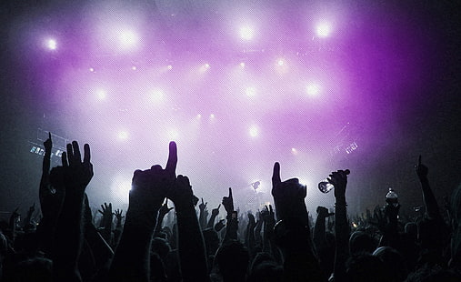 Концерт, разноцветный сценический свет, музыка, фиолетовый, концерт, сценические огни, HD обои HD wallpaper