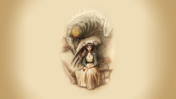 Сидящая женщина, иллюстрация, BioShock Infinite, видеоигры, HD обои