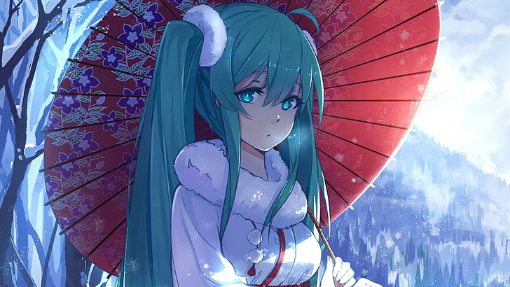 Girl character with green hair holding umbrella digital wallpaper, Hatsune  Miku, HD wallpaper | Wallpaperbetter