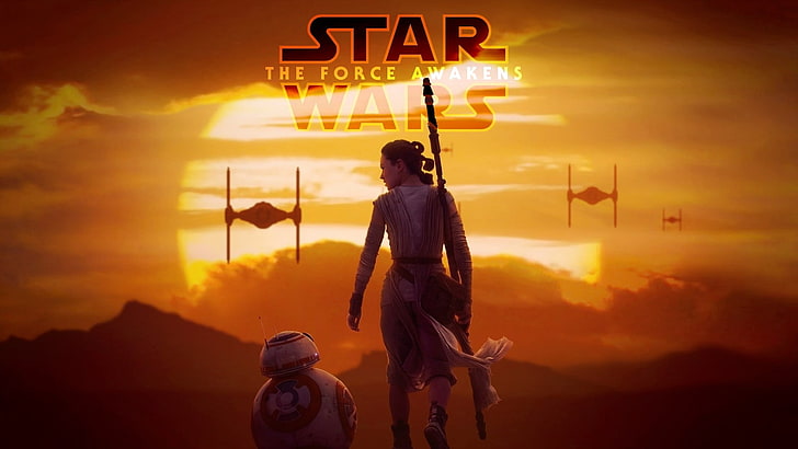 Pôster de Guerra nas Estrelas: O Despertar da Força, Guerra nas Estrelas, Guerra nas Estrelas: O Despertar da Força, BB-8, Daisy Ridley, HD papel de parede