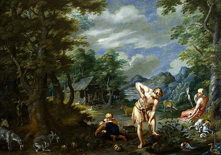gambar, mitologi, Jan Brueghel yang lebih muda, Adam bekerja di Lapangan, Wallpaper HD HD wallpaper