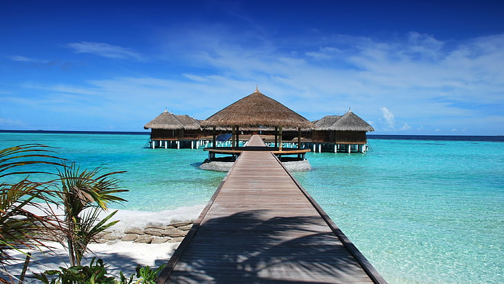 جزر المالديف ، فندق ، 4K، خلفية HD