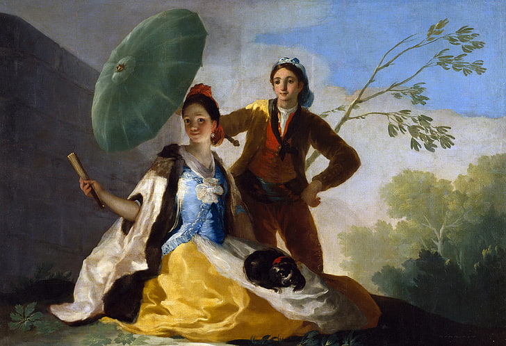 picture, Umbrella, lovers, genre, Francisco Goya, HD wallpaper