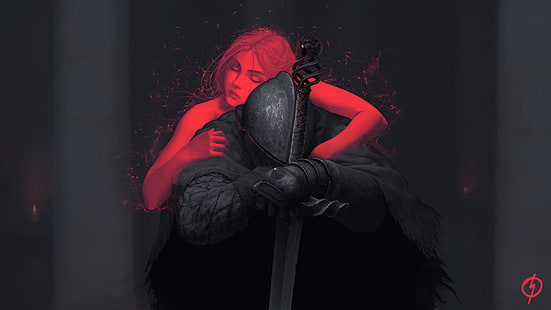 cavaliere nero, Dark Souls II, videogiochi, fan art, spada, Dark Souls, Sfondo HD HD wallpaper