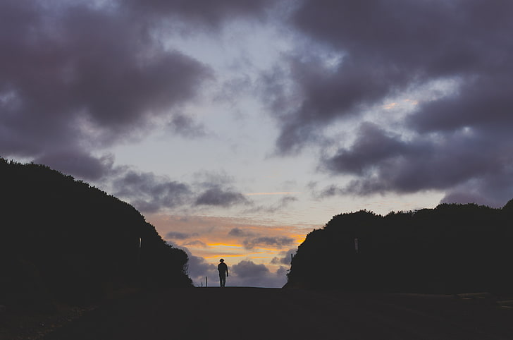 صورة ظلية للشخص ، الصخور ، المشي ، الحرية، خلفية HD