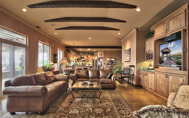 living room, interior, home, luxury, nevada, lake tahoe, HD wallpaper