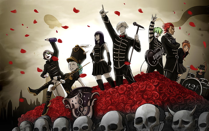 anime crossover, kill la kill, death parade, decim, my chemical romance, Anime, HD wallpaper