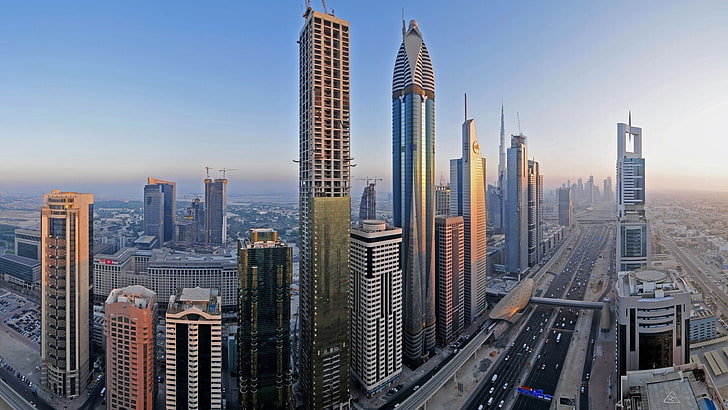 skyskrapa byggnader, stadsbilder, dubai, Förenade Arabemiraten, öken, arabiska, HD tapet