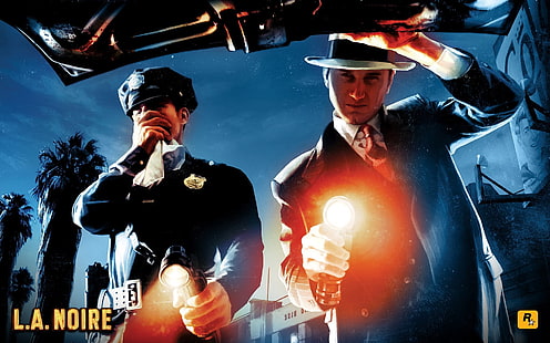 Poster di L.A. Noire, la noire, polizia, luce, portapacchi, strada, Sfondo HD HD wallpaper