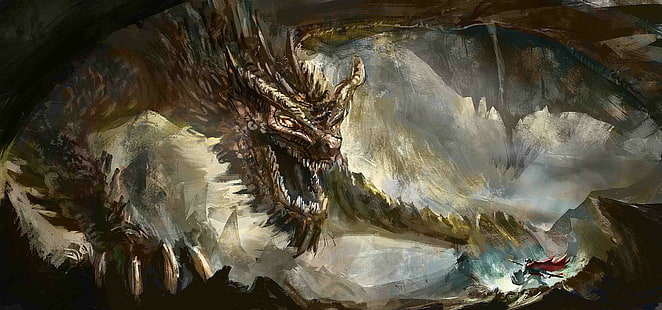 Arte da fantasia, dragão, arte finala, arte da fantasia, dragão, arte finala, HD papel de parede HD wallpaper