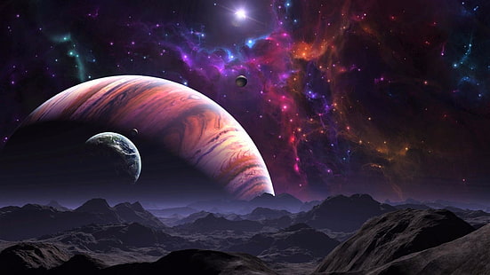 планета, звезди, небе, космическо пространство, вселена, космос, тъмнина, астрономически обект, HD тапет HD wallpaper