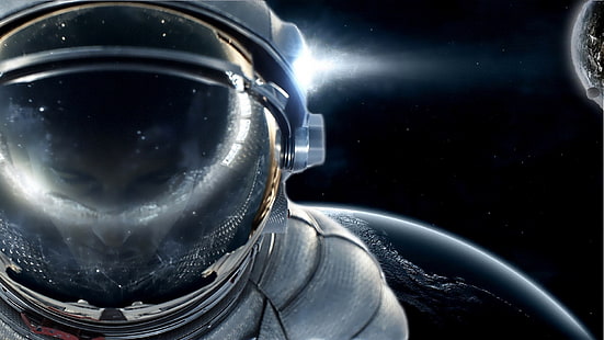 Astronaut digitale Tapete, Raumanzug, Raum, Astronaut, Galaxie, digitale Kunst, Planet, Raumkunst, HD-Hintergrundbild HD wallpaper