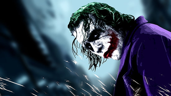 Хит Леджер как Джокер постер, фильмы, Бэтмен, Темный рыцарь, Джокер, МессенджаМэтт, Хит Леджер, HD обои HD wallpaper