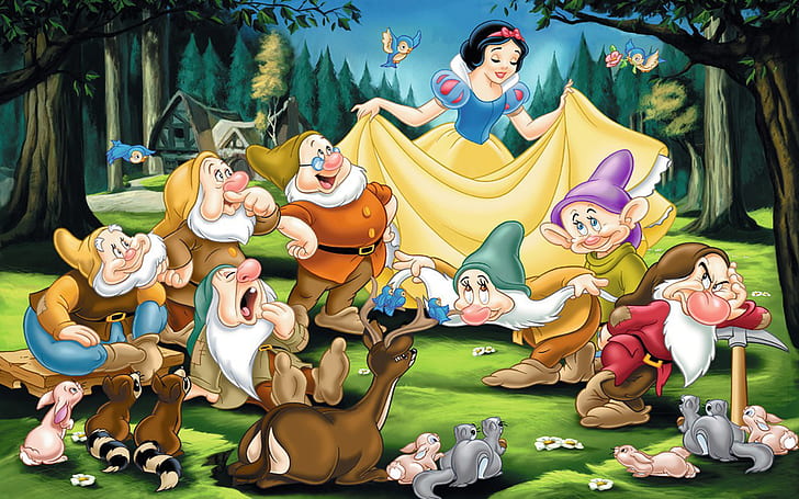 Snow White And The Seven Dwarfs Characters Dopey Sneezy Bashful Grumpy Sleepy Happy And Doc Desktop Wallpaper Hd 1920×1200, HD wallpaper
