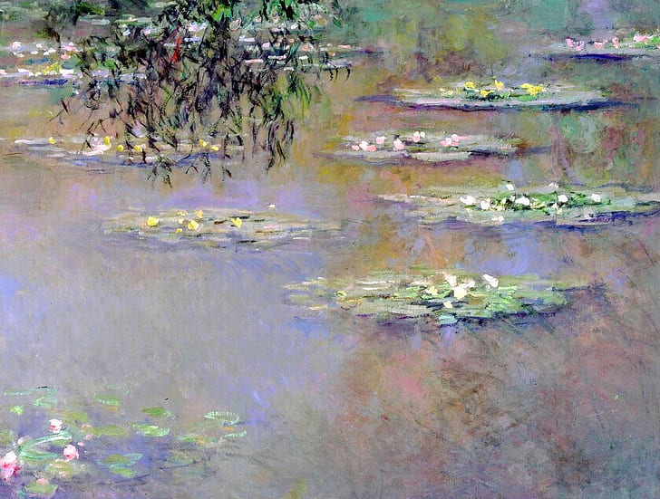 пейзаж, картина, Клод Моне, Водни лилии, HD тапет